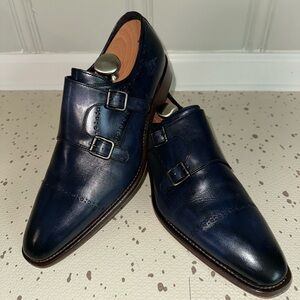 Johnston & Murphy Blue Double Monk Shoes